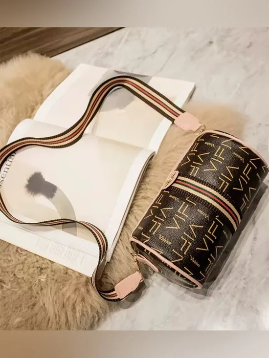 Monogram Barrel Crossbody Bag Letter Print Bee Gold Hardware 4 colors-NIP - Picture 16 of 16